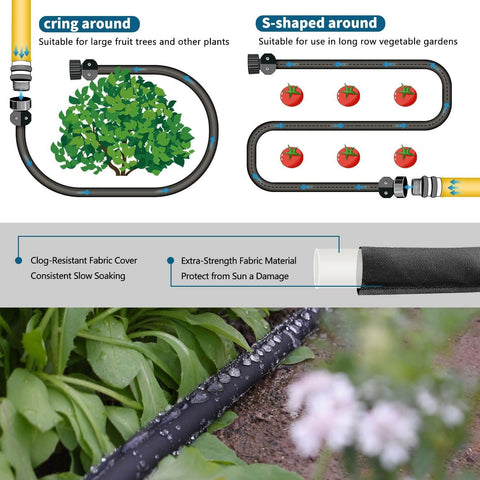 3-Pack Flat Soaker Hose 50 ft for Garden Watering Linkable