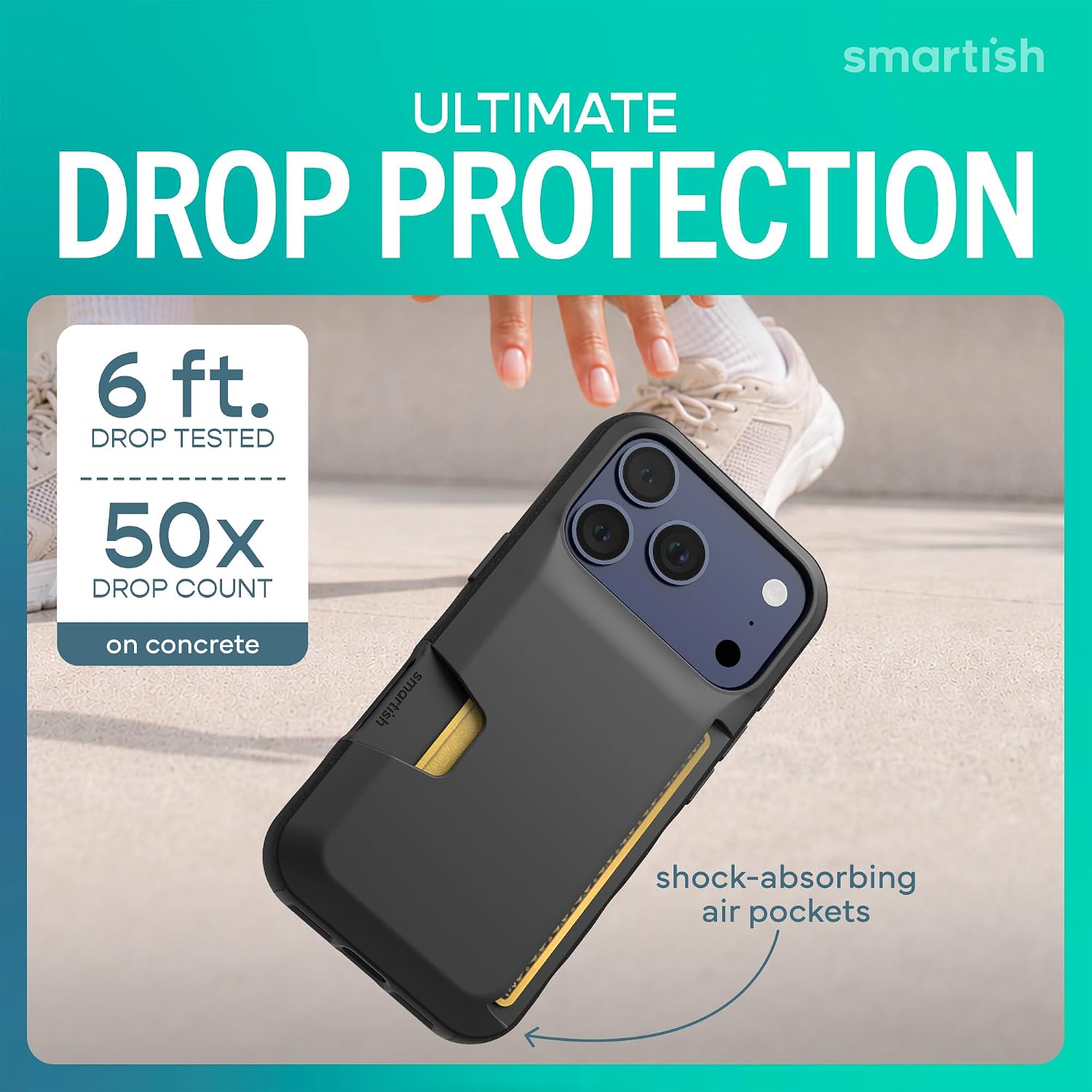 Smartish iPhone 17 Pro Wallet Case, Card Holder, Wallet Slayer Vol 1, Black