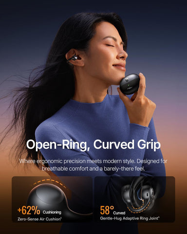 Baseus Inspire XC1 Open Ear Clip-On Earbuds, Sound by Bose, Dolby Audio, Adaptive Tunning Sound, Hybrid 2-Way Driver, Zero-Sense Air Cushion, 4-Mic Adaptive Clear Calls, IP66 Waterproof, 40H Playtime