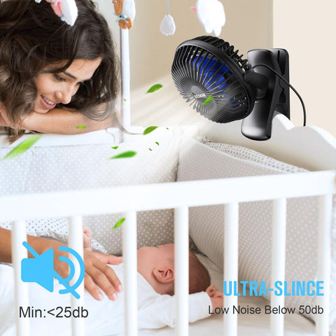 BESKAR USB Clip on Fan, Portable Small Desk Fan with Cord Powered