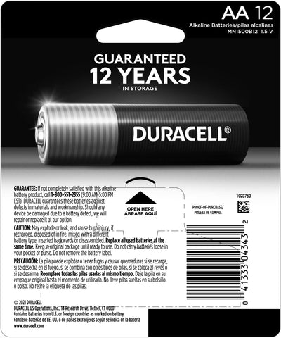 Duracell Coppertop AA Batteries with Power Boost Ingredients, 12 Count Pack Double A Battery with Long-lasting Power, Alkaline AA Battery for Household and Office Devices