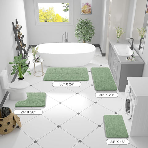 OLANLY Bathroom Runner Rugs 47x17, Extra Soft Absorbent Chenille Bath Rugs