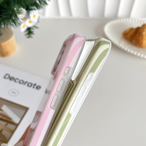 Yeddabox for iPhone 17 Pro Case Cute Striped Phone Case Soft TPU Slim Shockproof Phone Cover for Women Girls, Pink