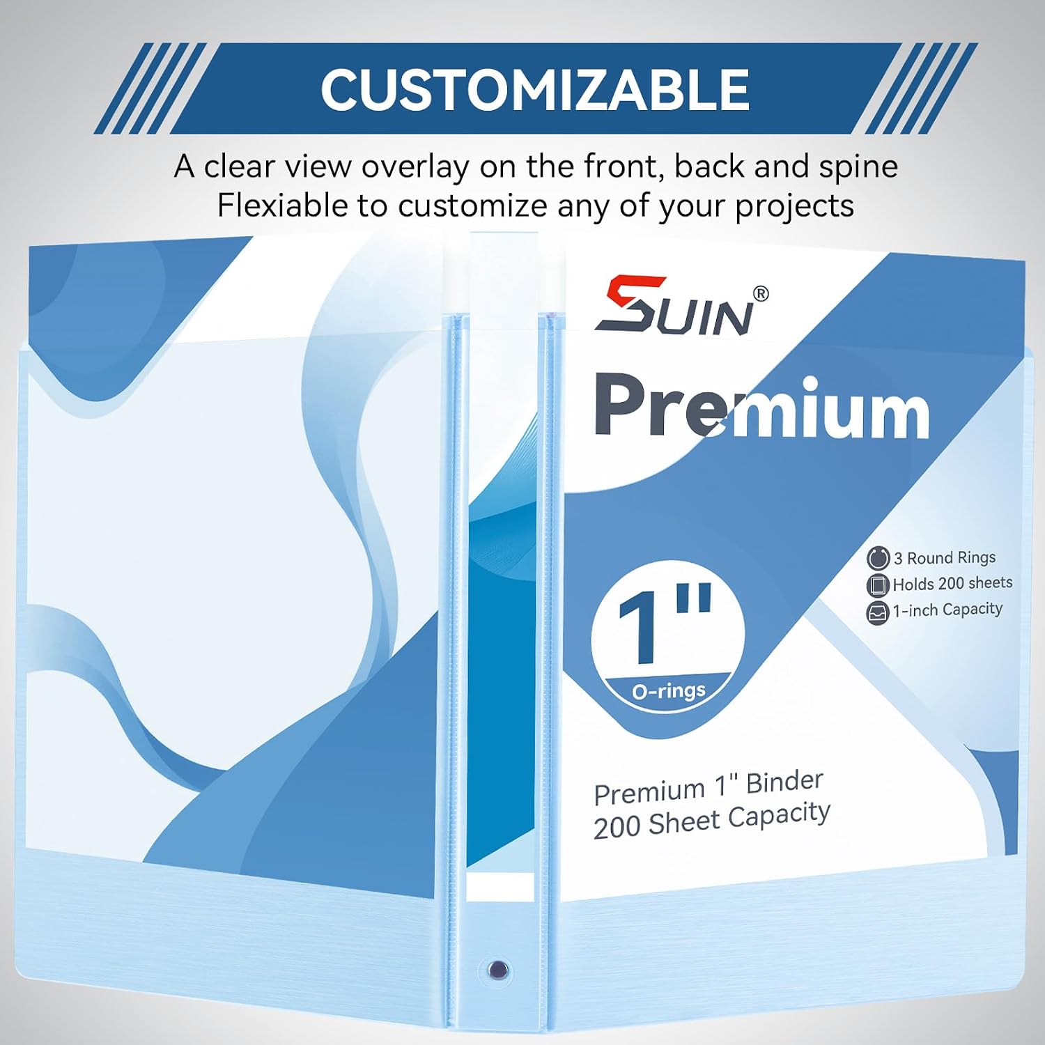 SUIN 1-inch 3 Ring Binder with 2 Interior Pockets, 1''Durable Binders Holds US Letter Size 8.5'' x 11'' Paper - Versatile Binders for Office, Home, and School Use, 6 Pack Brush Finish