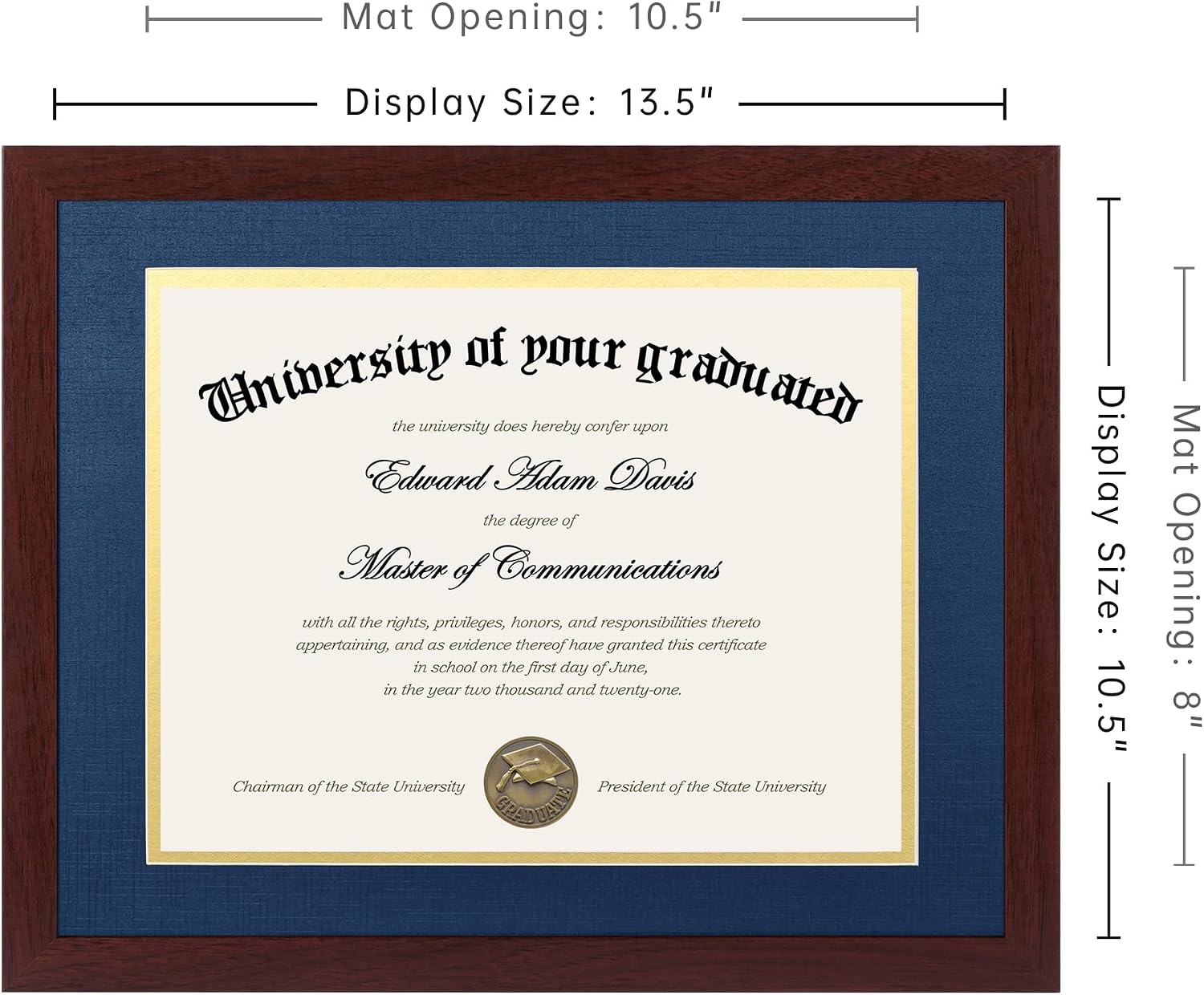 upsimples Diploma Frame with HD Glass, 11x14 Mahogany, 3 Pack