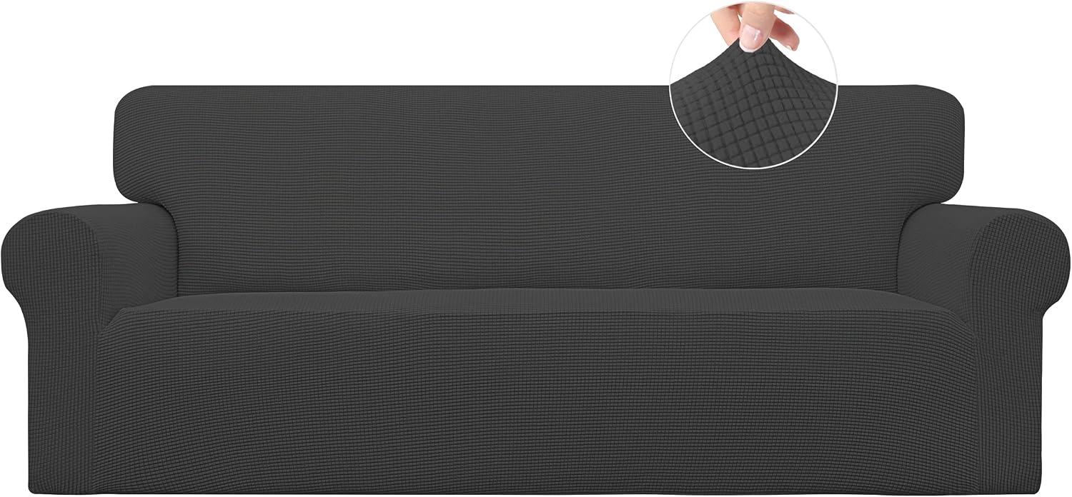 Easy-Going Stretch Couch Covers for Sofa Washable Large Dark Gray