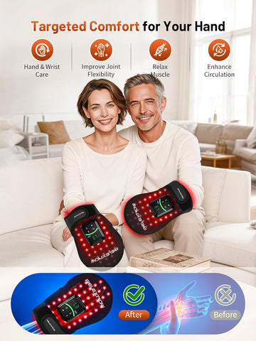 Red Light Therapy Glove for Hand, FSA&HSA, 5 Modes 5000mAh Controller