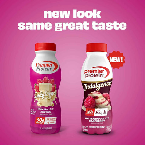 Premier Protein INDULGENCE 30g Shake, White Chocolate Raspberry, 12 Pack | Dessert-Inspired, 170 Calories, 3g Sugar, Supports Muscle Health, Gluten-Free, 11.5 oz (Packaging May Vary)