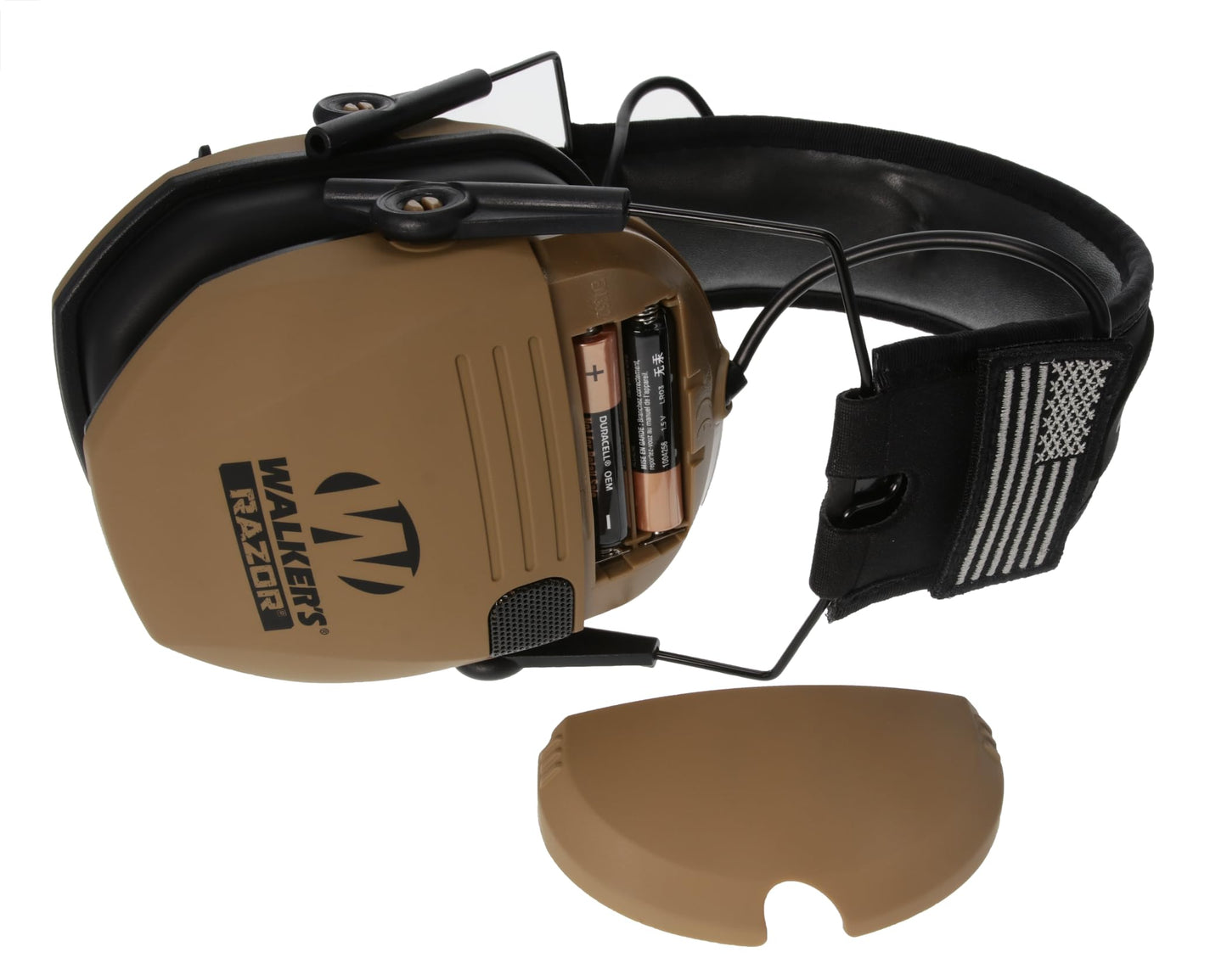 Walker's Razor Slim Ultra Low Profile Compact Design Adjustable Range Shooting Hunting Hearing Protection Electronic Earmuffs, Battle Brown - Patriot Series