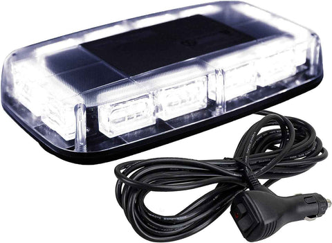 ASPL 48LED Roof Top Strobe Lights, High Visibility Emergency Safety Warning LED Mini Strobe Light bar with Magnetic Base for 12-24V Snow Plow, Trucks, Construction Vehicles (White)