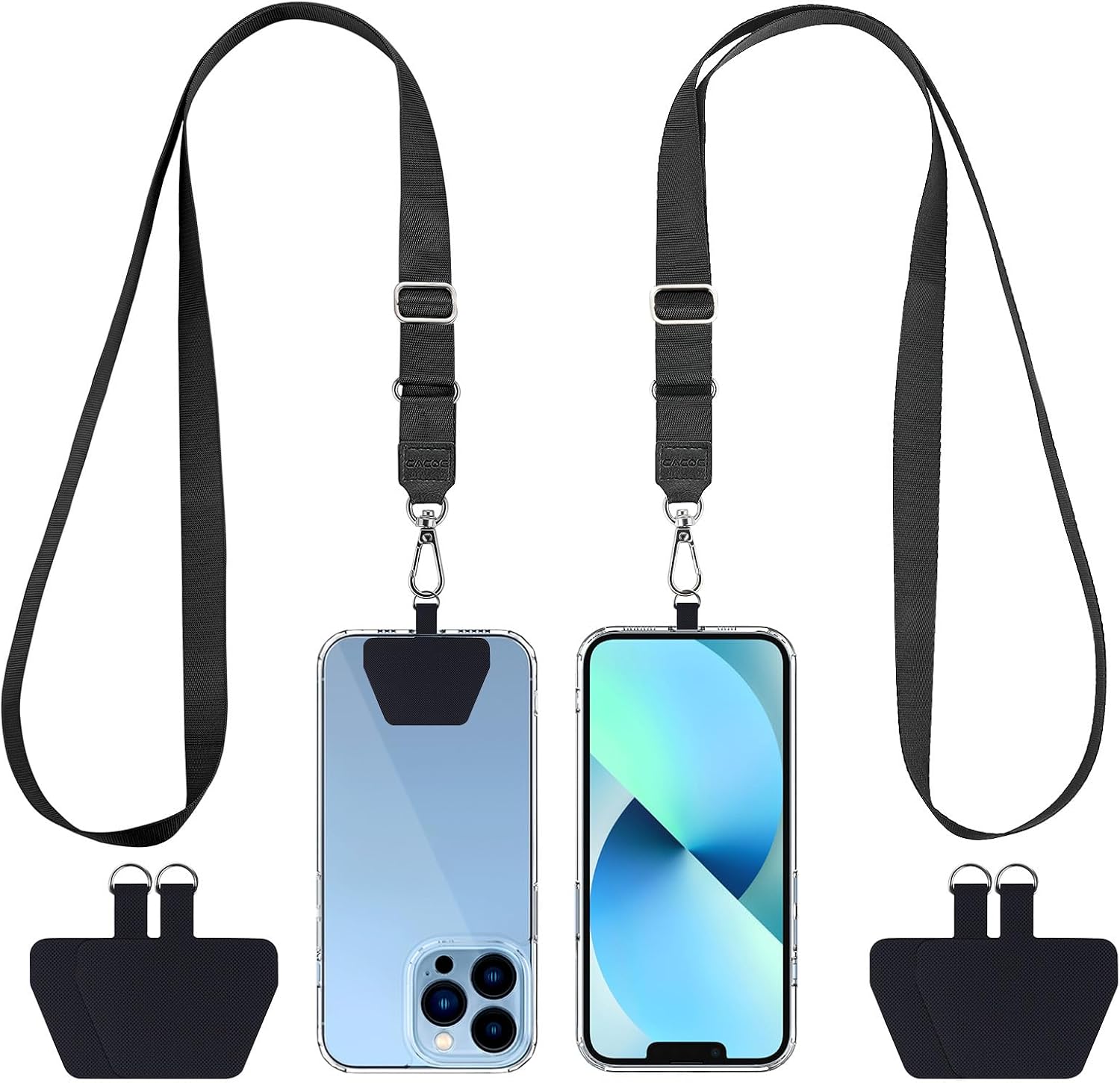CACOE Phone Lanyard, Black+Black, 2 Pcs