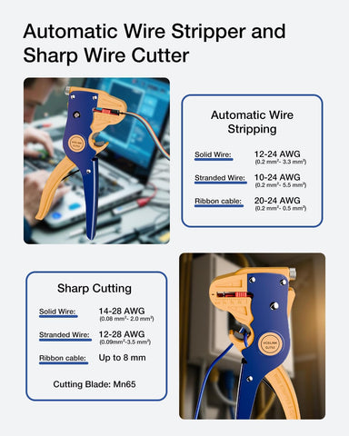 VCELINK Wire Stripper and Cutter, Quick Strip Automatic Wire Stripper