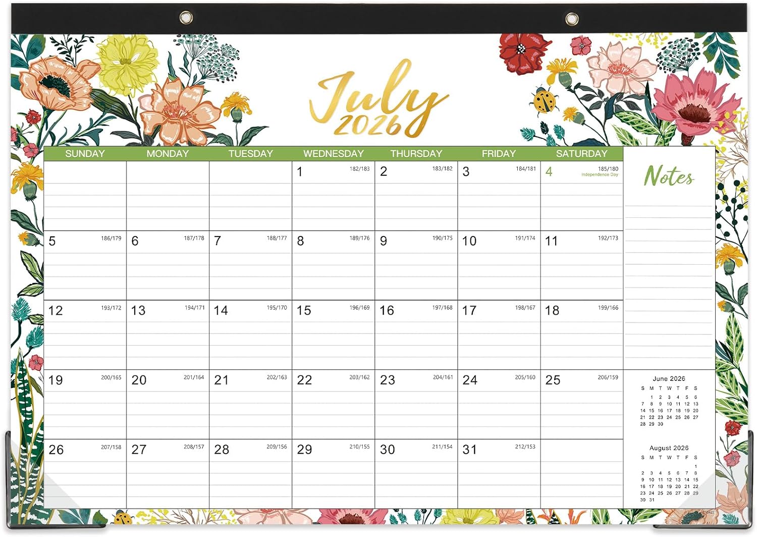 Desk Calendar 2026-2027 – Jul 2026 – Dec 2027, 18 Months Large Monthly Desk Calendar 2026-2027, 17" x 12", Desk Pad, Ruled Blocks, To-do List & Notes, Tear Off, Best Desk/Wall Calendar, Beautiful Flowers