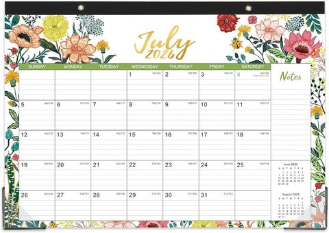 Desk Calendar 2026-2027 – Jul 2026 – Dec 2027, 18 Months Large Monthly Desk Calendar 2026-2027, 17" x 12", Desk Pad, Ruled Blocks, To-do List & Notes, Tear Off, Best Desk/Wall Calendar, Beautiful Flowers