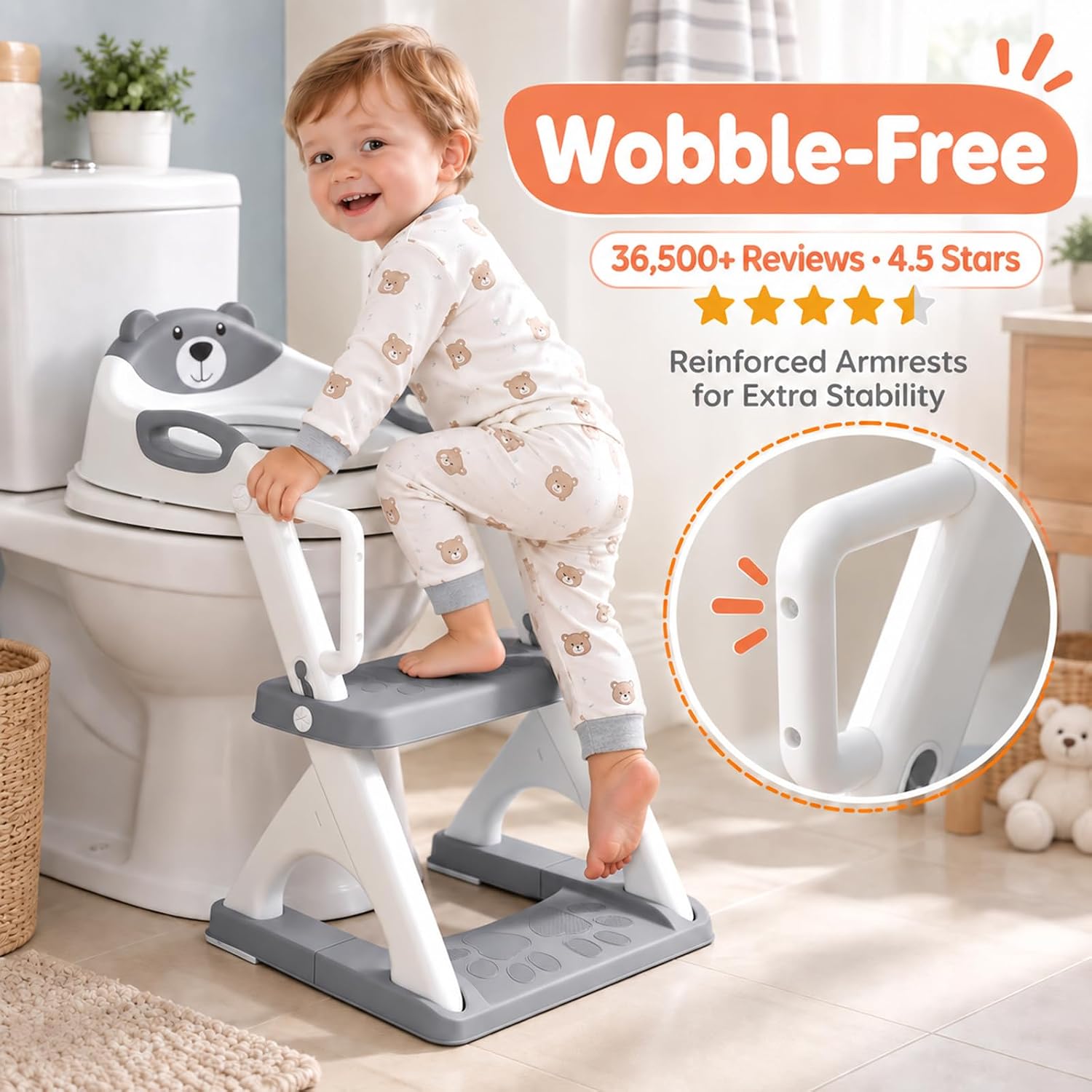 Upgraded Safety Armrests for 2-in-1 Potty Training Toilet seat for Toddlers