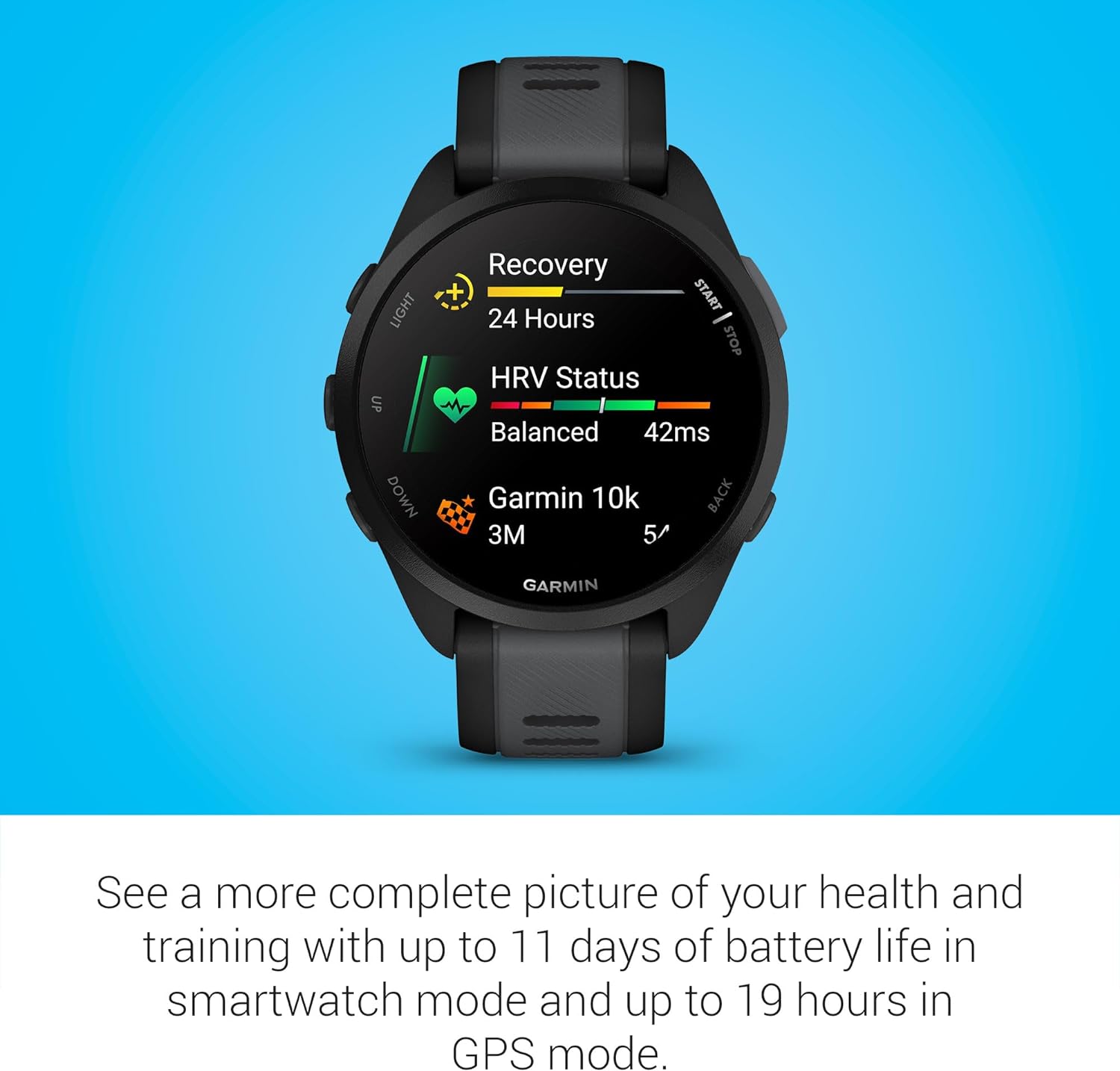 Garmin Forerunner® 165, Running Smartwatch, 43mm, Black