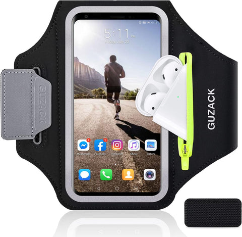 GUZACK Running Armband for iPhone 17 16 15 14 13 Pro Max, Galaxy S25 S24 S23 S22, with Card Slot & Key Pockets, Running Phone Holder, Fit Up to 6.9 Inches Phone - Size L (Bigger Arm 14-17 in)