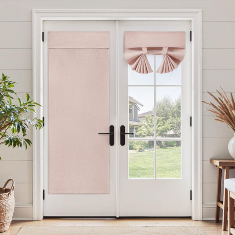 HOMEIDEAS 100% Blackout Linen Sidelight Curtains for Front Door W12xL40 Inch