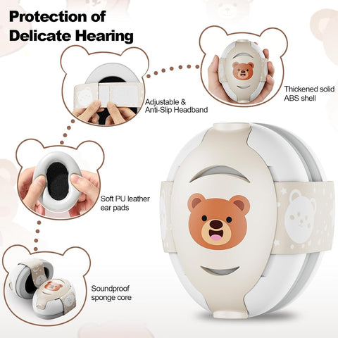 Floriogra Baby Headphones for Noise, Baby Ear Protection for Babies and Toddlers 0-36 Months - Adjustable Babies Noise Cancelling Headphones -Infant Ear Protection Earmuffs Against Hearing Damage