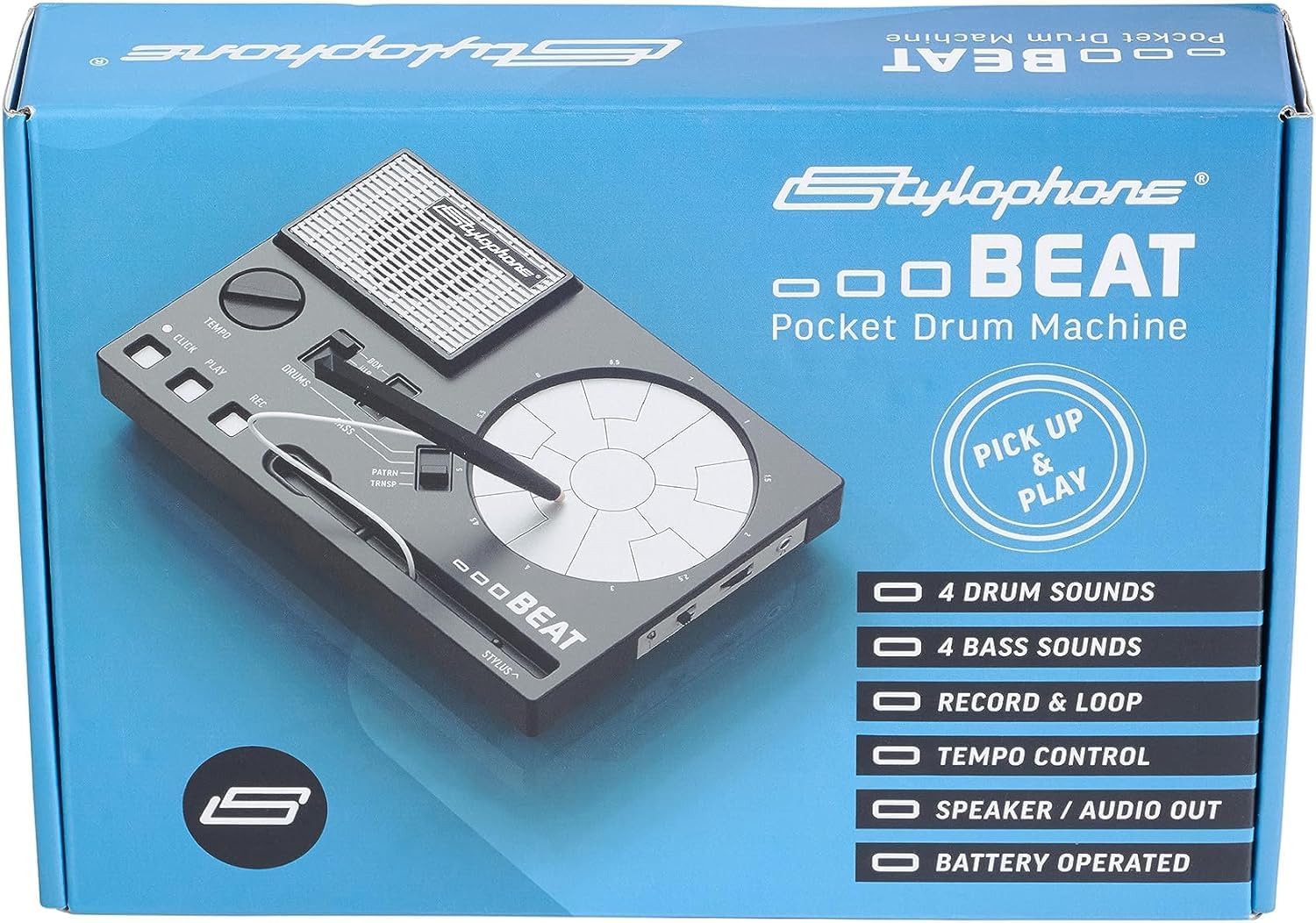 Stylophone Beat - Compact Stylus Drum Machine | 4 Drum Kits & 4 Bass Sounds | Rhythm Machine Beat Maker | Drum Loop Machine