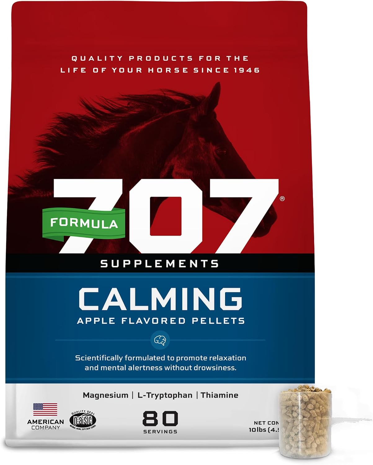 Formula 707 Calming Supplement for Horses, 10 lb, 80 Servings – Focus Aid