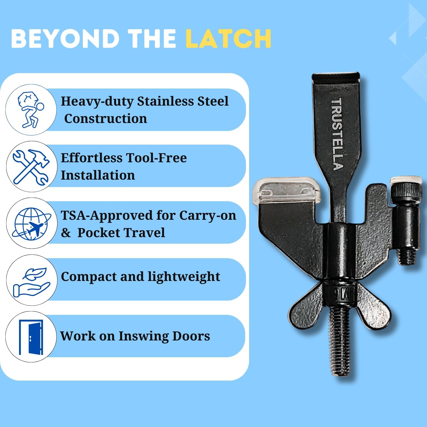 Heavy Duty Portable Door Lock for Extra Security at Home,Apartment & Travel