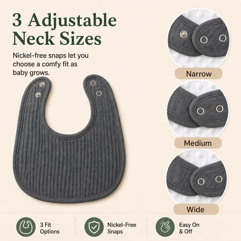 NISXABEBE Muslin Baby Bibs for Unisex Boys Girls, Cotton Drool Bibs, Adjustable Newborn Bibs for Drooling and Teething