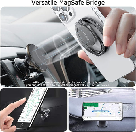 Doflyesky Magnetic Phone Ring Holder for Magsafe Phone Grip, Dual-Sided Magnetics Adjustable Gym Phone Holder Finger Kickstand for iPhone 17, 17 Air, 16, 15-12 Pro Max and Android Phone Cases (Gold)