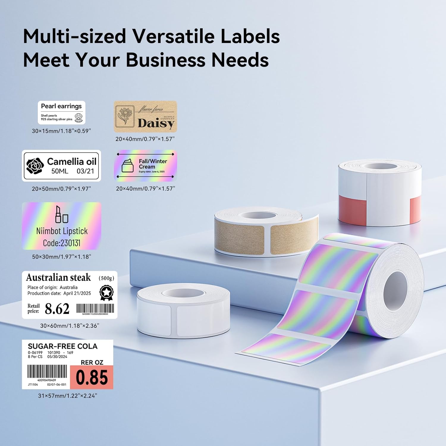 NIIMBOT M2/M3 Thermal Transfer Labels 1.97''×1.18'', Brushed Silver