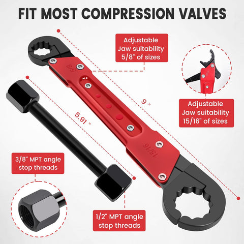 Plumbing Tools with Angle Stop Wrench & Compression Sleeve Puller