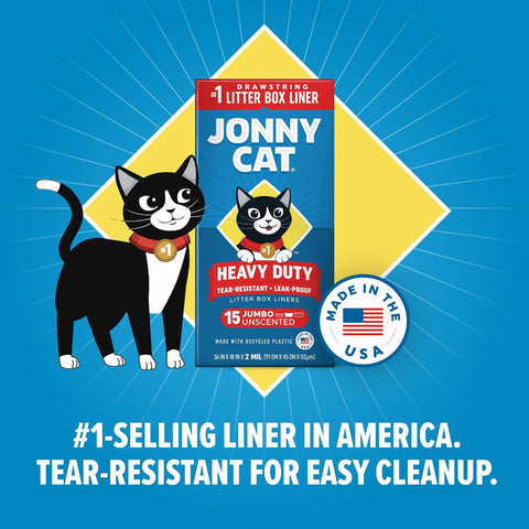 Jonny Cat Litter Box Liners Heavy Duty, Tear & Leak Resistant Jumbo 15ct
