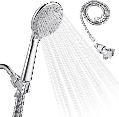 Detachable Handheld Shower Head with Hose - High pressure 5 Functions Showerheads Hand Held Shower Heads,Extra Long 4.7 ft. Stainless Steel Hose and Holder