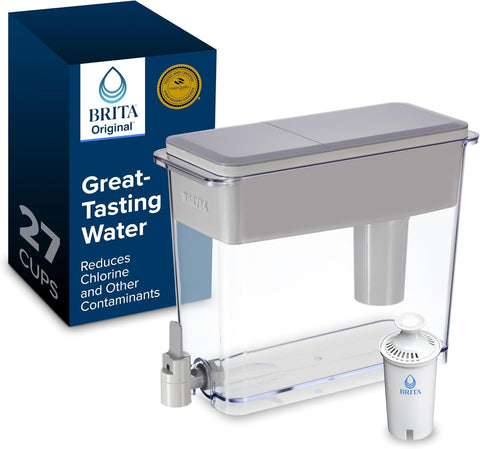 Brita X-Large 27 Cup Water Dispenser, Includes 1 Filter, Gray