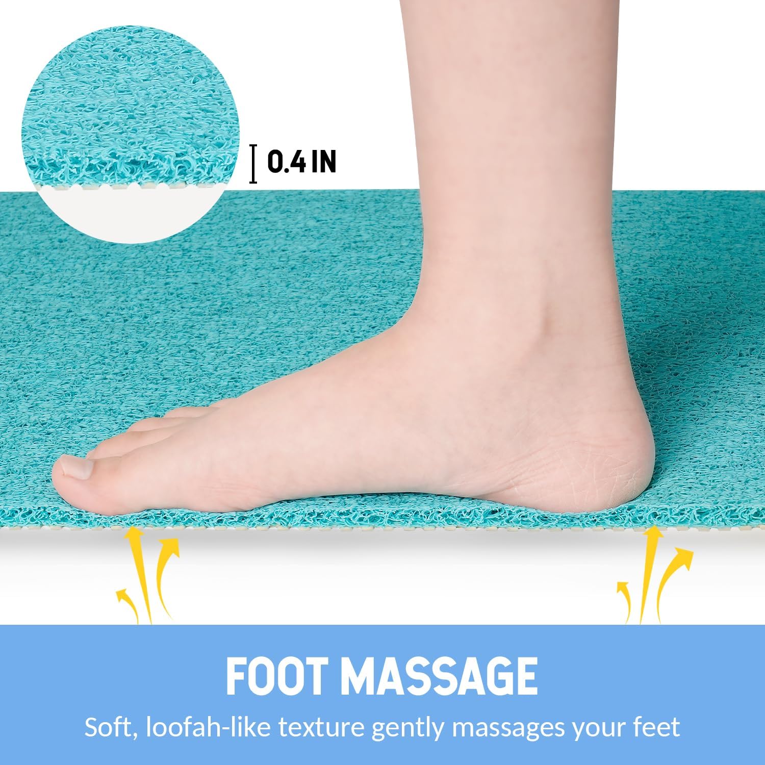 Hargiis Non-Slip Bathtub Mat, Anti Slip Shower Mat, Fast Drying Bathtub Mats, Foot Scrubber Mat, Anti Slip Mat for Tub, Floor, Bathroom, Kitchen, Home, Hotel (Turquoise Blue 40"×28")