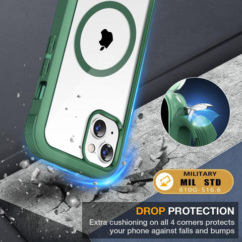 miracase for iPhone 13 mini Case 5.4",Built-in Glass Screen Protector,Green