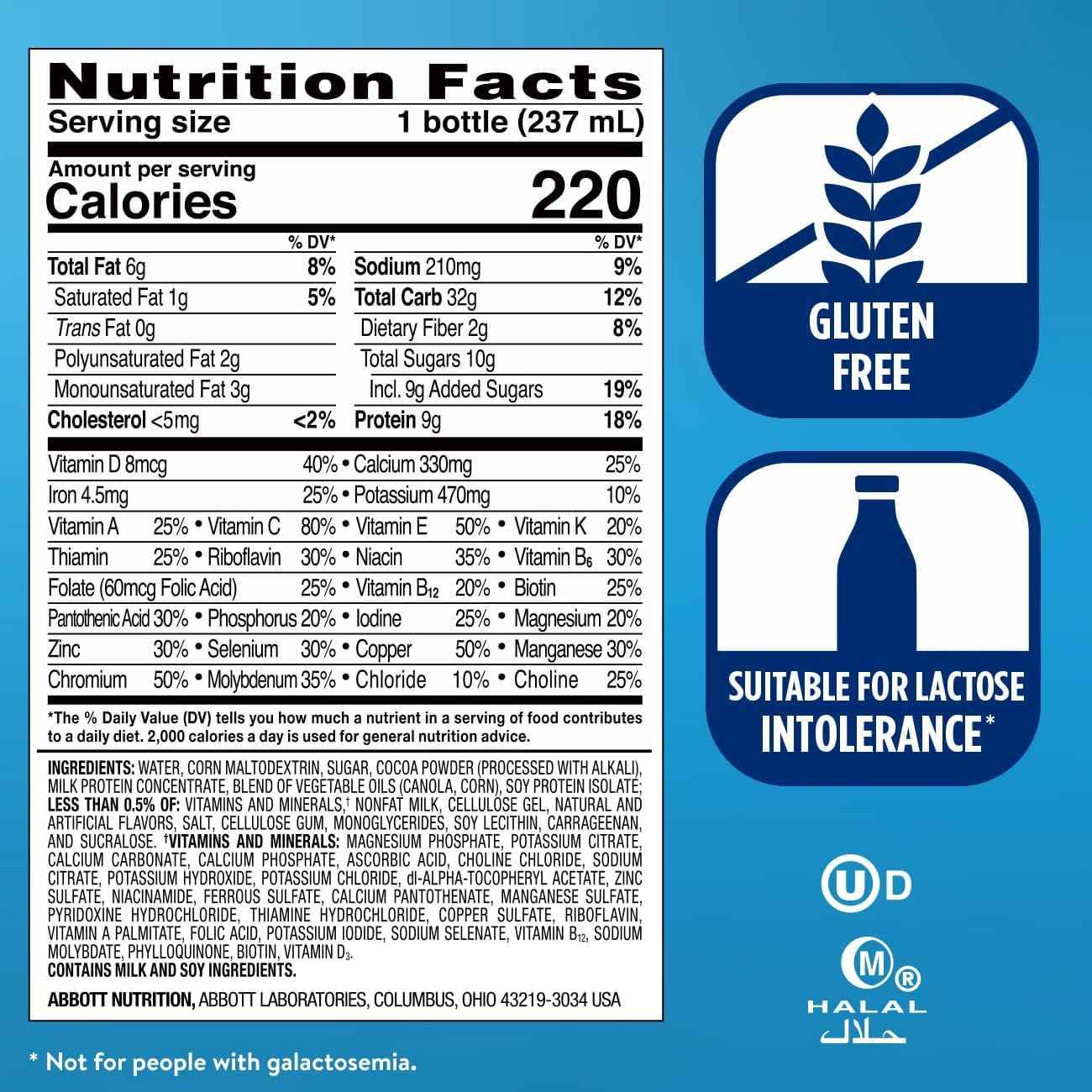 Ensure Original Dark Chocolate Nutrition Shake | Small Meal Replacement Shake | Ready To Drink | 9g Protein, 27 Vitamins and Minerals | 8 fl oz - 24 Pack