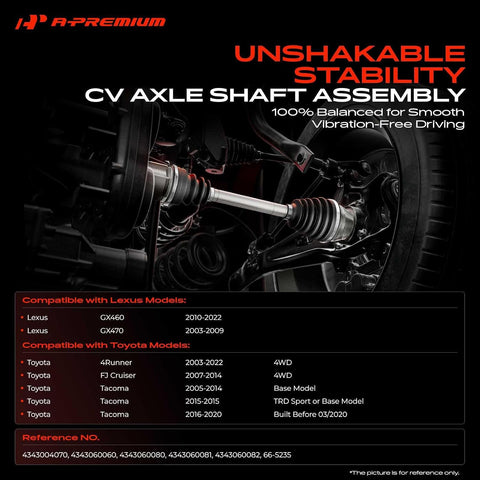 A-Premium Front Driver or Passenger Side CV Axle Shaft Assembly