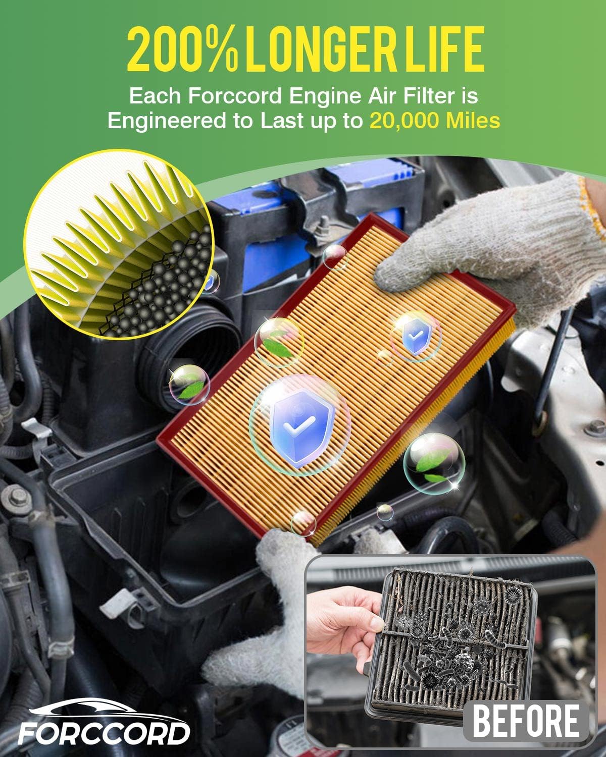 Cabin & Engine Air Filter Kit for Jeep Wrangler 2018-2026 2.0L/3.6L