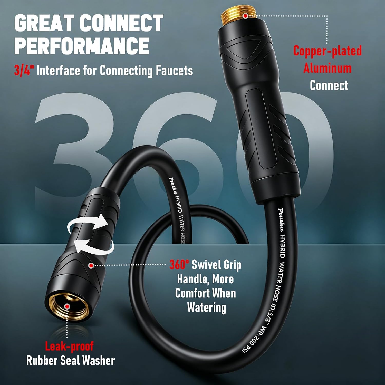 Garden Hose 100ft x 5/8", NON-EXPANDABLE Heavy Duty Premium Flexible Hose