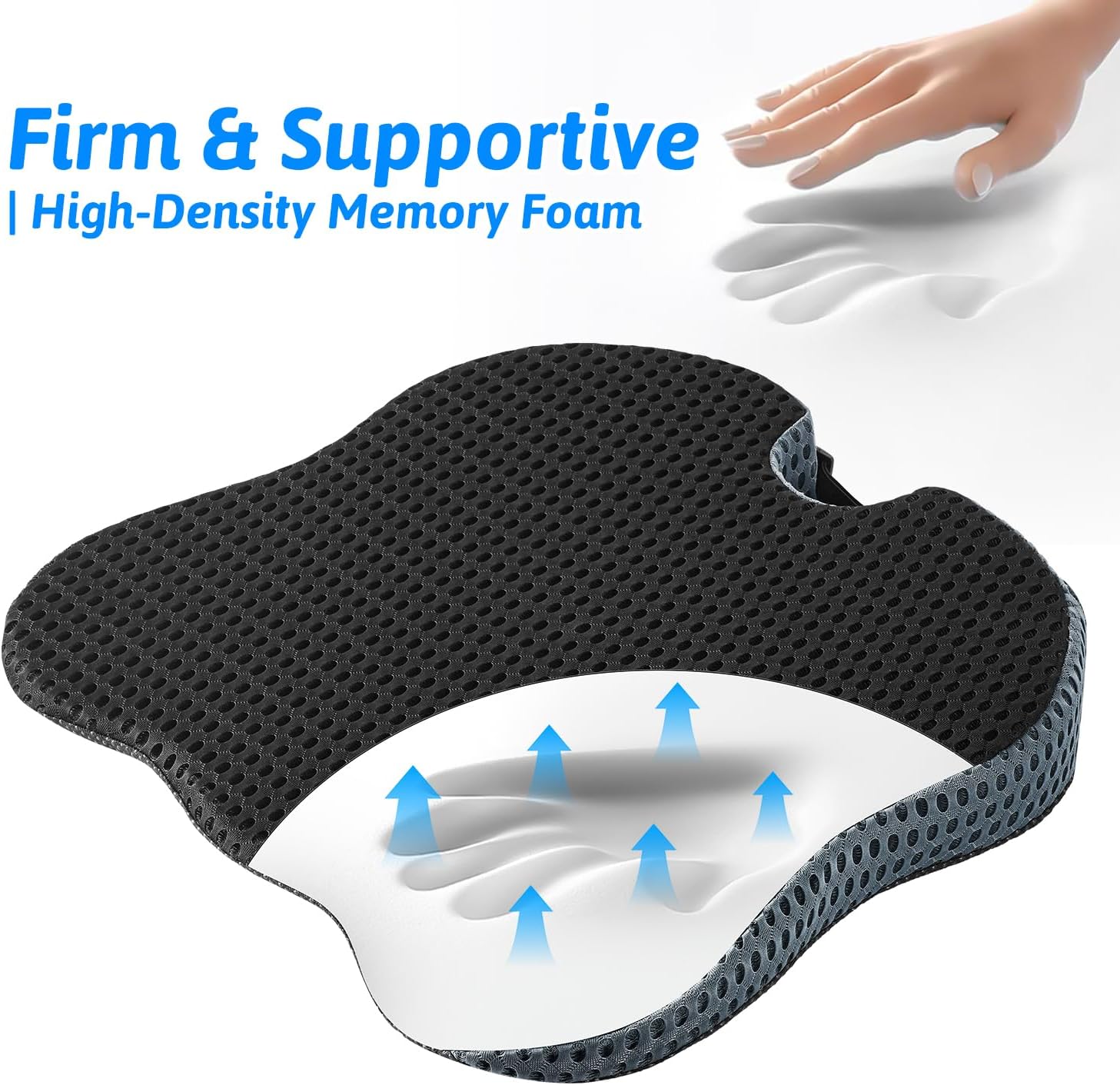 Wedge Car Seat Cushion for Better Visibility & Sciatica Pain Relief