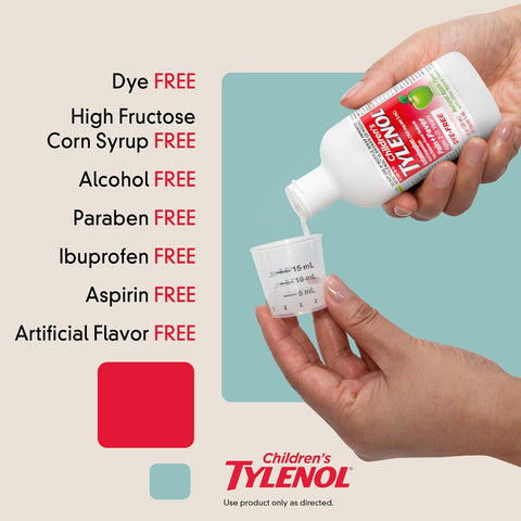 Children's Tylenol Acetaminophen Oral Suspension, Dye-Free, Apple, 8 fl. oz