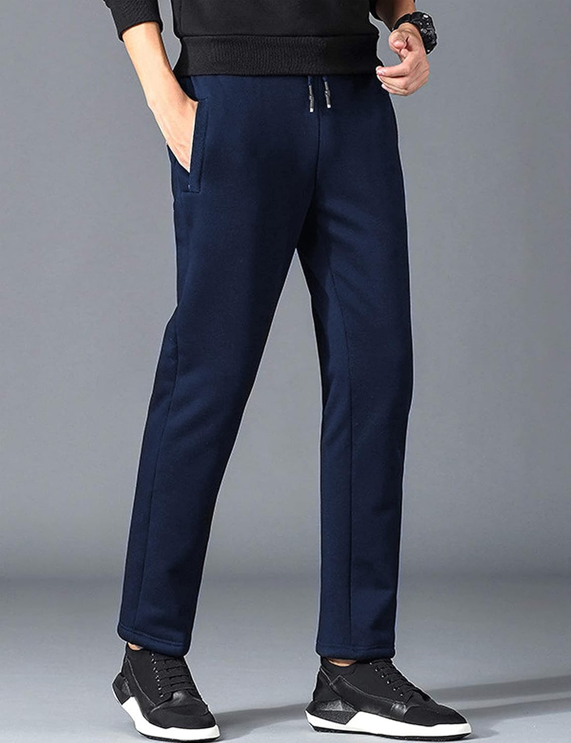 Yeokou Mens Winter Warm Sherpa Lined Active Thermal Jogger Fleece Sweatpants Pant