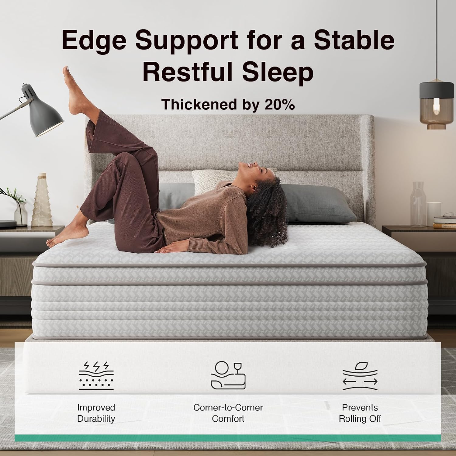 Novilla 10 Inch King Size Mattress, Hypoallergenic & Back Pain Relief, Hybrid King Mattresses in a Box with Smarts Coils, Fiberglass Free CertiPUR-US Certified Colchones No Box Spring Needed