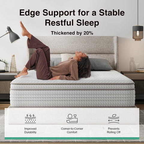 Novilla 10 Inch King Size Mattress, Hypoallergenic & Back Pain Relief, Hybrid King Mattresses in a Box with Smarts Coils, Fiberglass Free CertiPUR-US Certified Colchones No Box Spring Needed