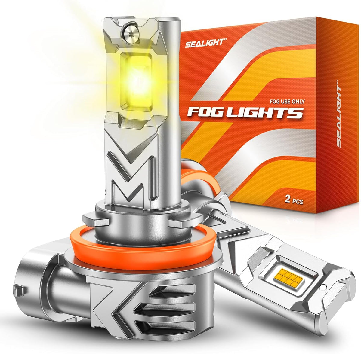 SEALIGHT H11 LED Fog Light Bulb, H8/H16 3500K Yellow Fog Lights, 17000LM