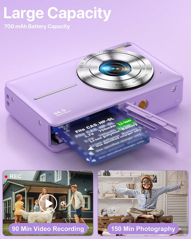 Digital Camera, Latest FHD 1080P Digital Camera for Teens with SD Card Anti Shake Point and Shoot Cameras Portable 16X Zoom Compact Small Cameras for Kids Boys Girls Seniors with Wrist Strap