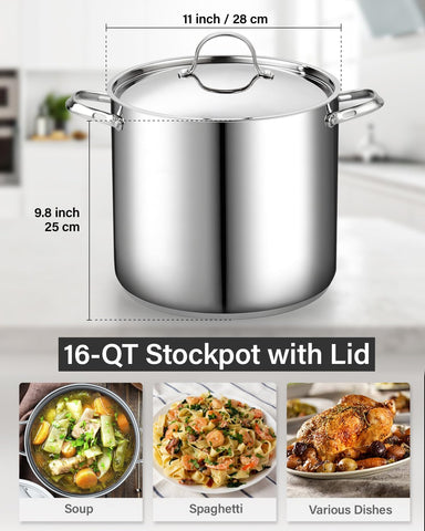 Cooks Standard 16 Quart Extra Large Soup Pot - Induction Cookware