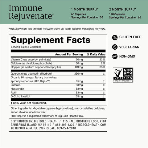 BIG BOLD HEALTH HTB Immune Rejuvenate - Himalayan Tartary Buckwheat - Polyphenols Supplement for Immune Support - Gluten Free, Dairy Free, Non-GMO Formula - 120 Vegetarian Capsules (2 Month Supply)