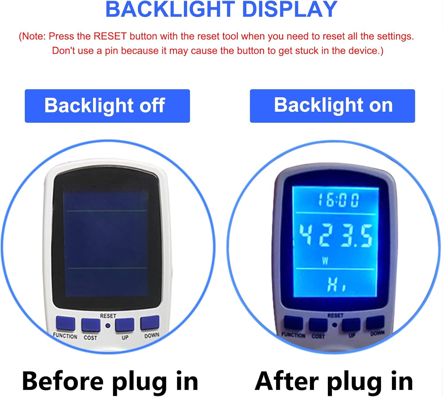 2 Pack Upgraded Watt Meter Power Meter Plug 7 Modes Display