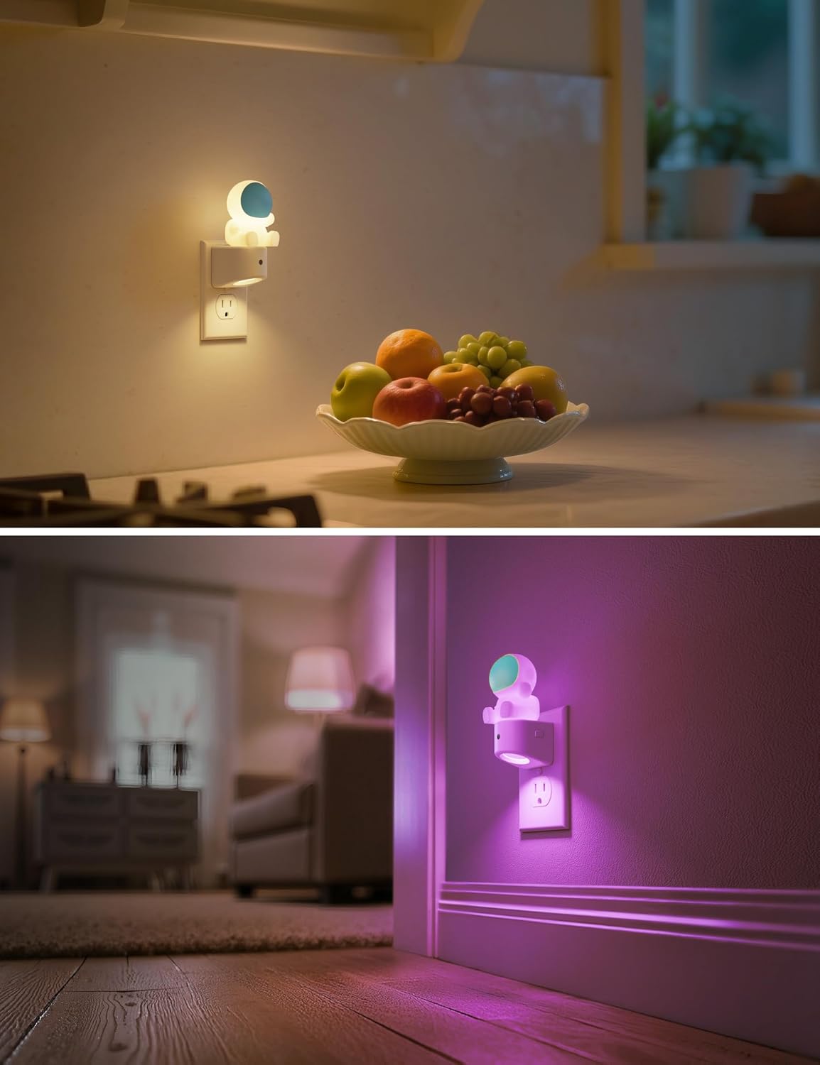 L LOHAS LED Night Light for Kids, 3D Space Night Light Plug in